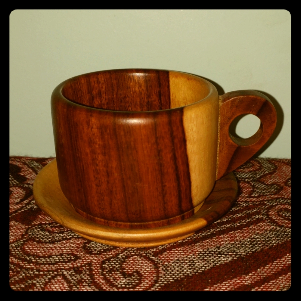 2 1/8" tall Wooden Cup with Saucer
